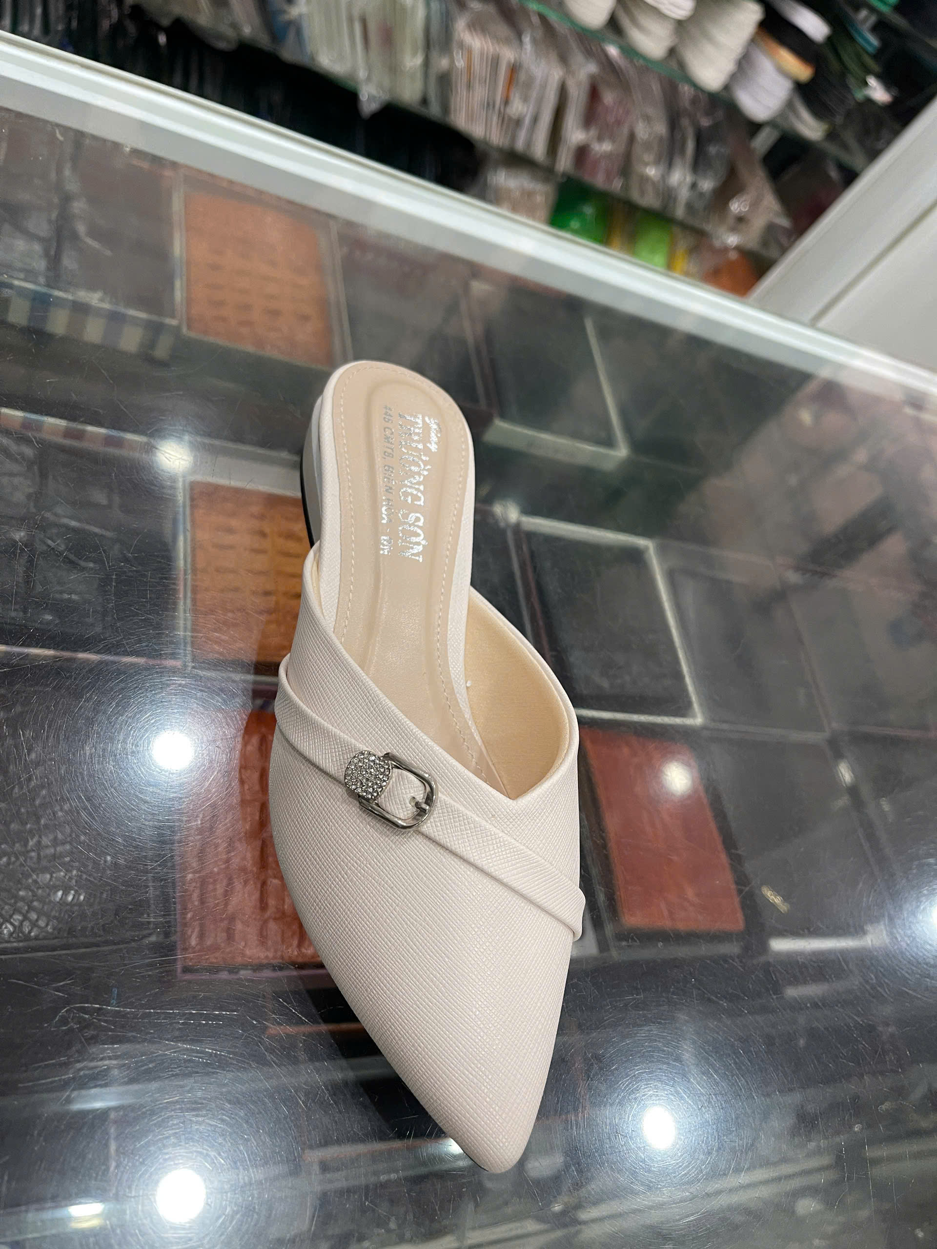 Giày sục nữ da bò - Mã 564 - màu kem - Ảnh 5