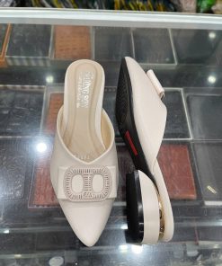 Giày sục nữ da bò - Mã 561 - màu kem