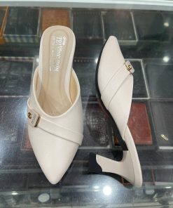 Giày sục nữ da bò - Mã 496 - màu kem