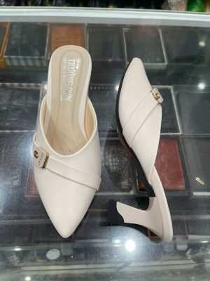 Giày sục nữ da bò - Mã 496 - màu kem