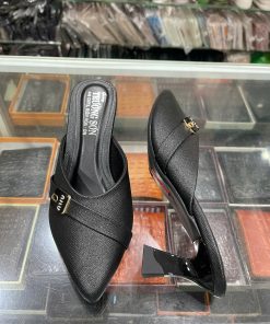 Giày sục nữ da bò - Mã 496 - màu đen