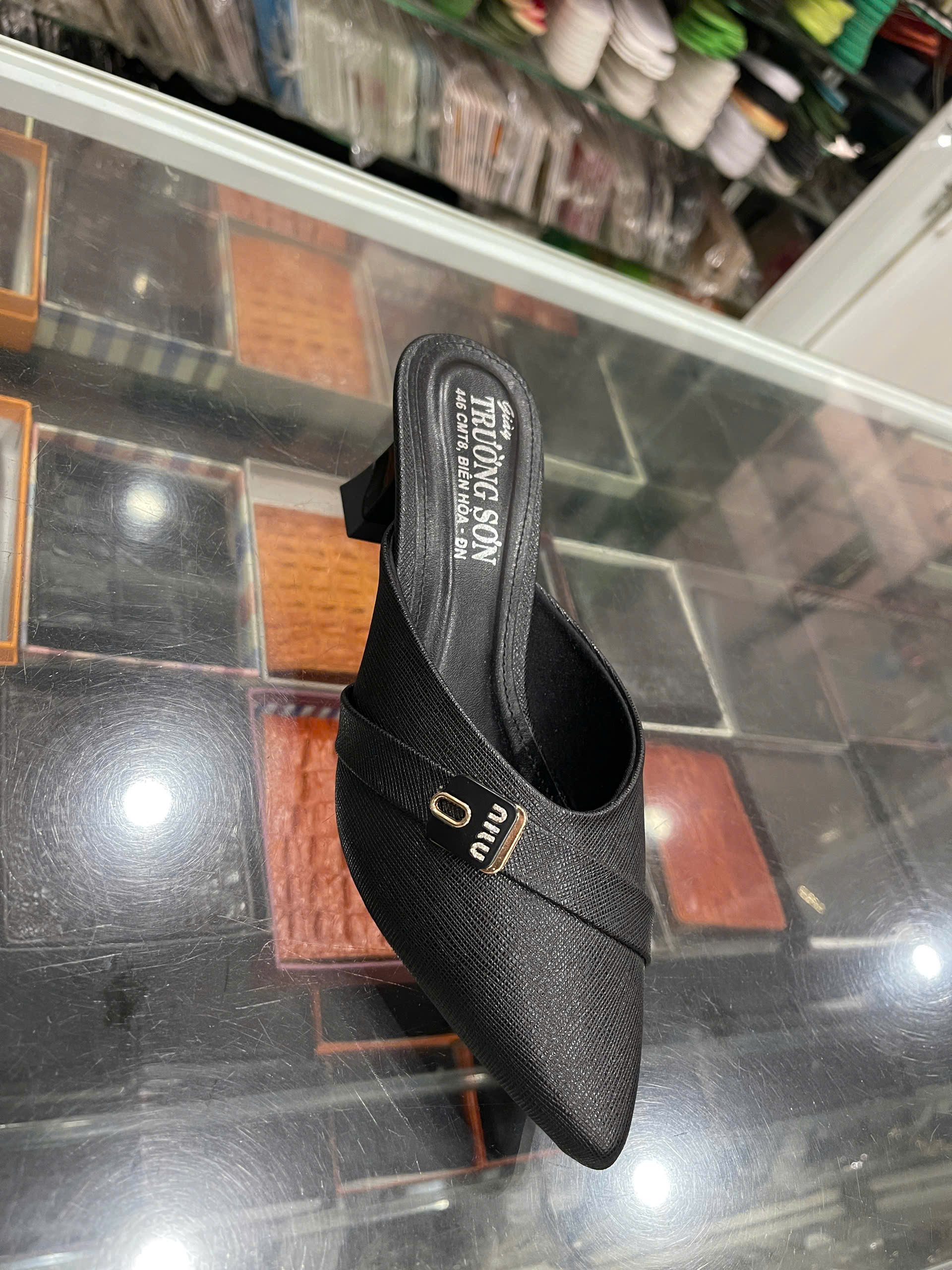 Giày sục nữ da bò - Mã 496 - màu đen - Ảnh 3